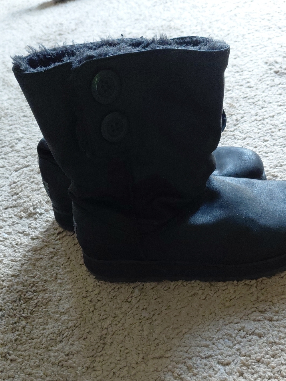 Skechers Black Faux Fur Button Ankle Boots